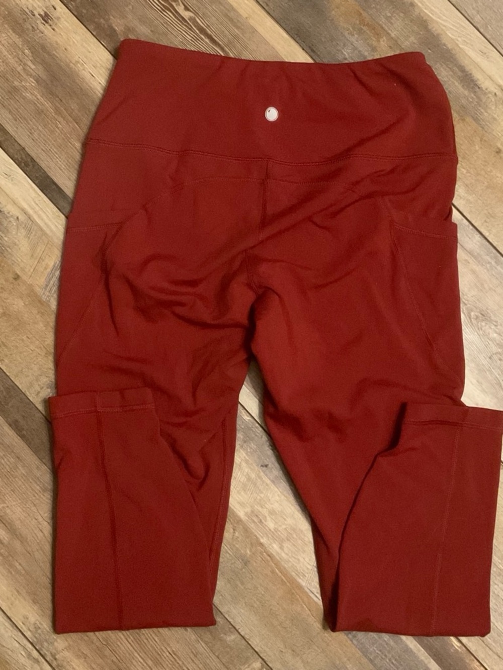 Yogalicious Deep Red High-Waist Leggings with Side Pockets